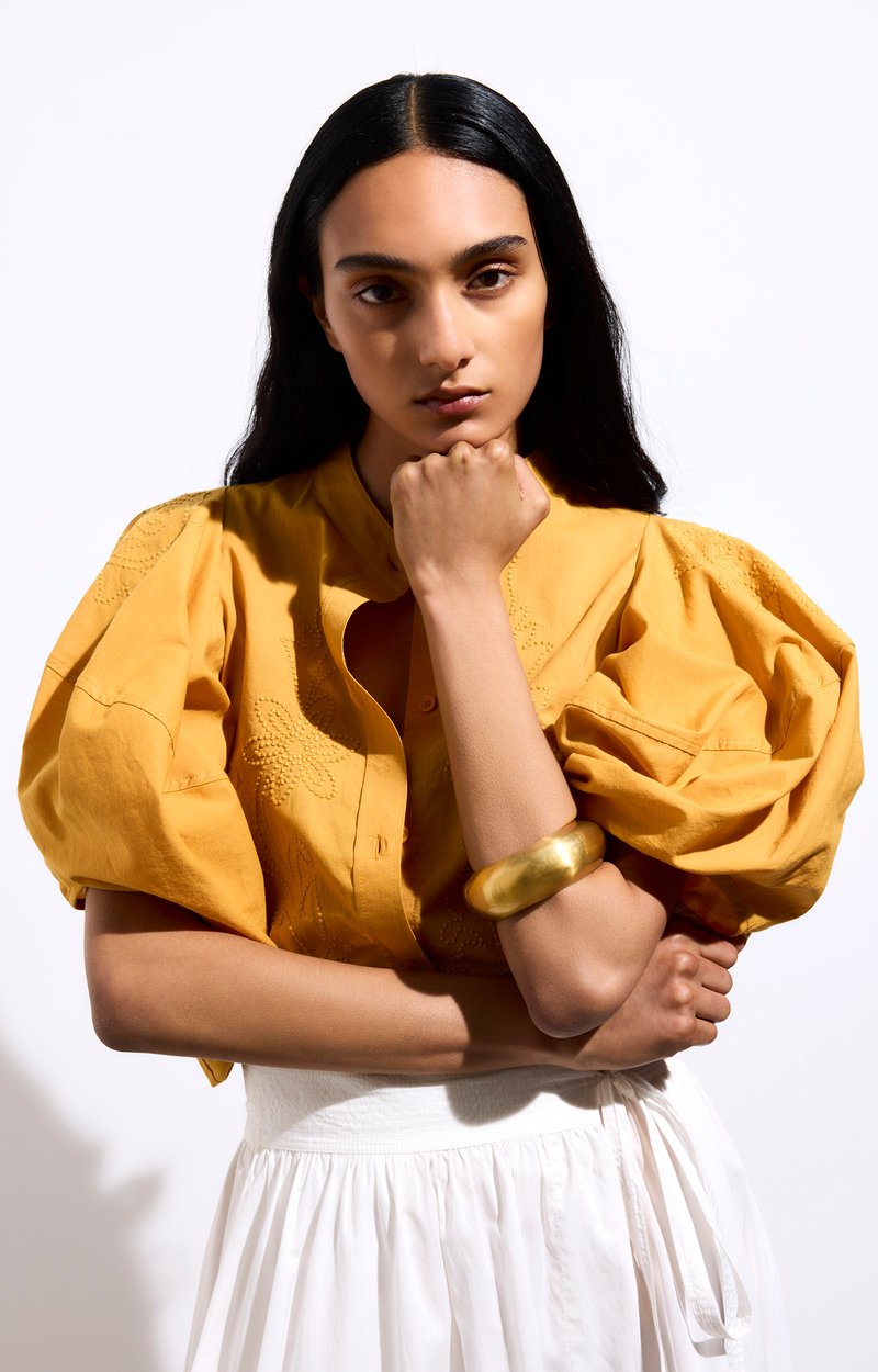 Felicie Blouse Cotton & Embroidery Golden yellow Vanessa Bruno