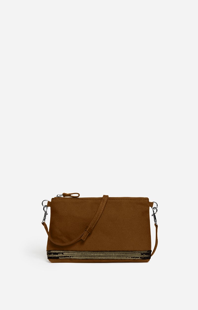 Canvas & Sequin Clutch, Made in France, Crossbody bag