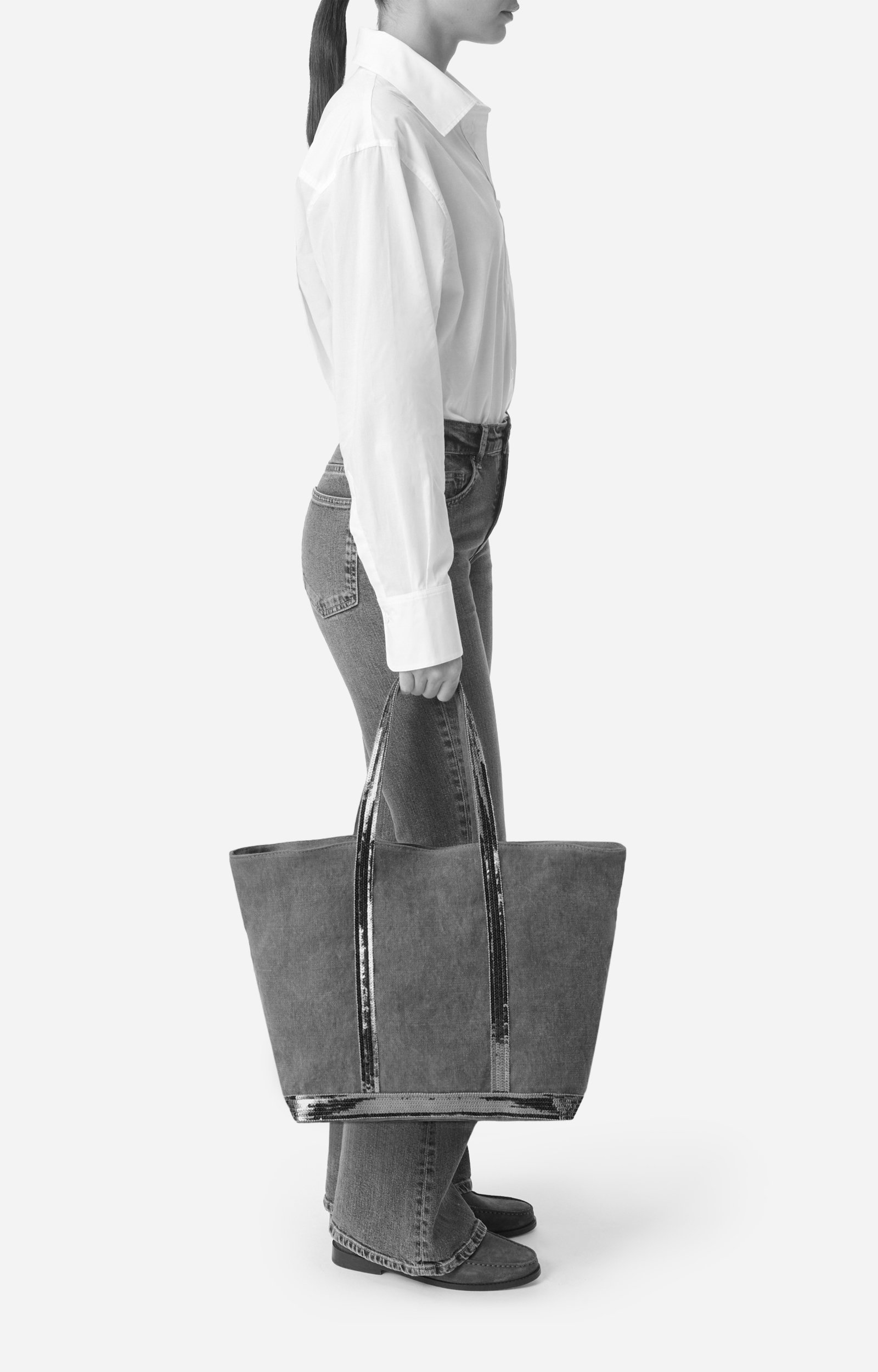 Linen L Zipped Cabas Tote Made in France, Shoulder bag Aubergine Vanessa Bruno