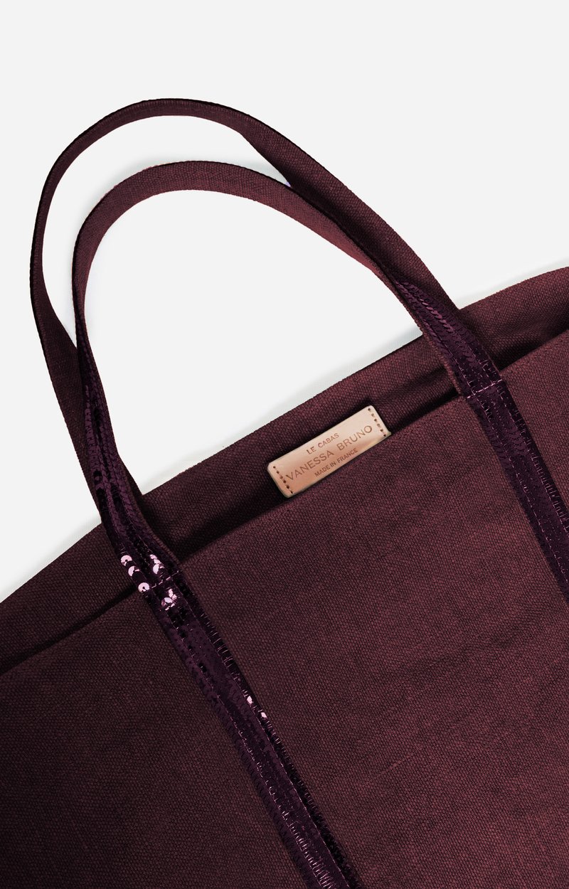 Linen XL Cabas Tote Made in France, Shoulder Bag Aubergine Vanessa Bruno