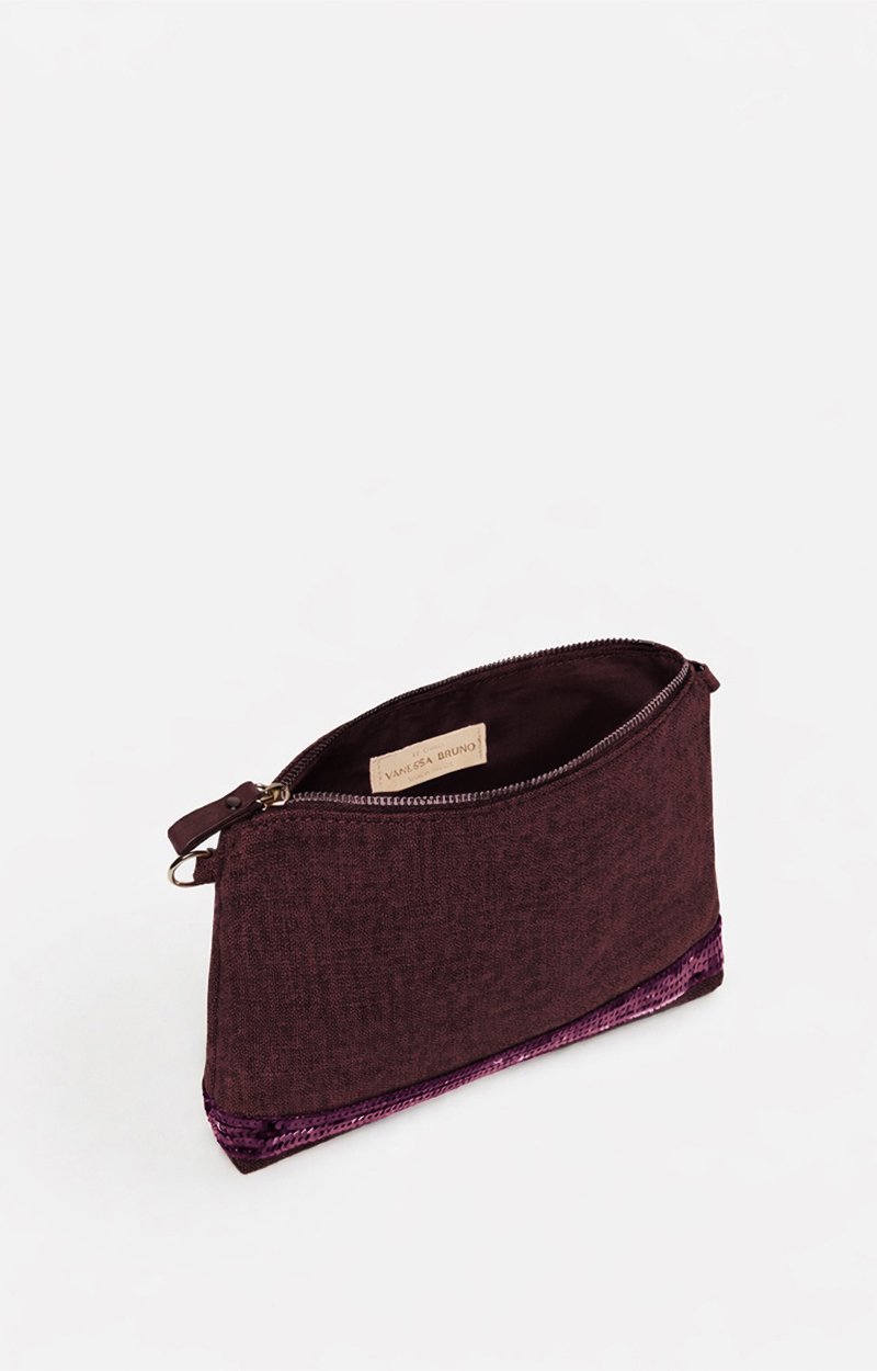 Clutch in Linen Made in France, Crossbody Bag Aubergine Vanessa Bruno