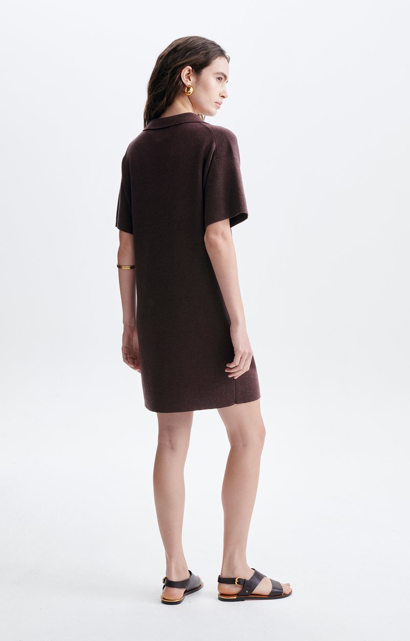 Hermosa Short Polo Dress 50% Cotton, 50% Merino, Polo Collar CHOCOLATE Vanessa Bruno