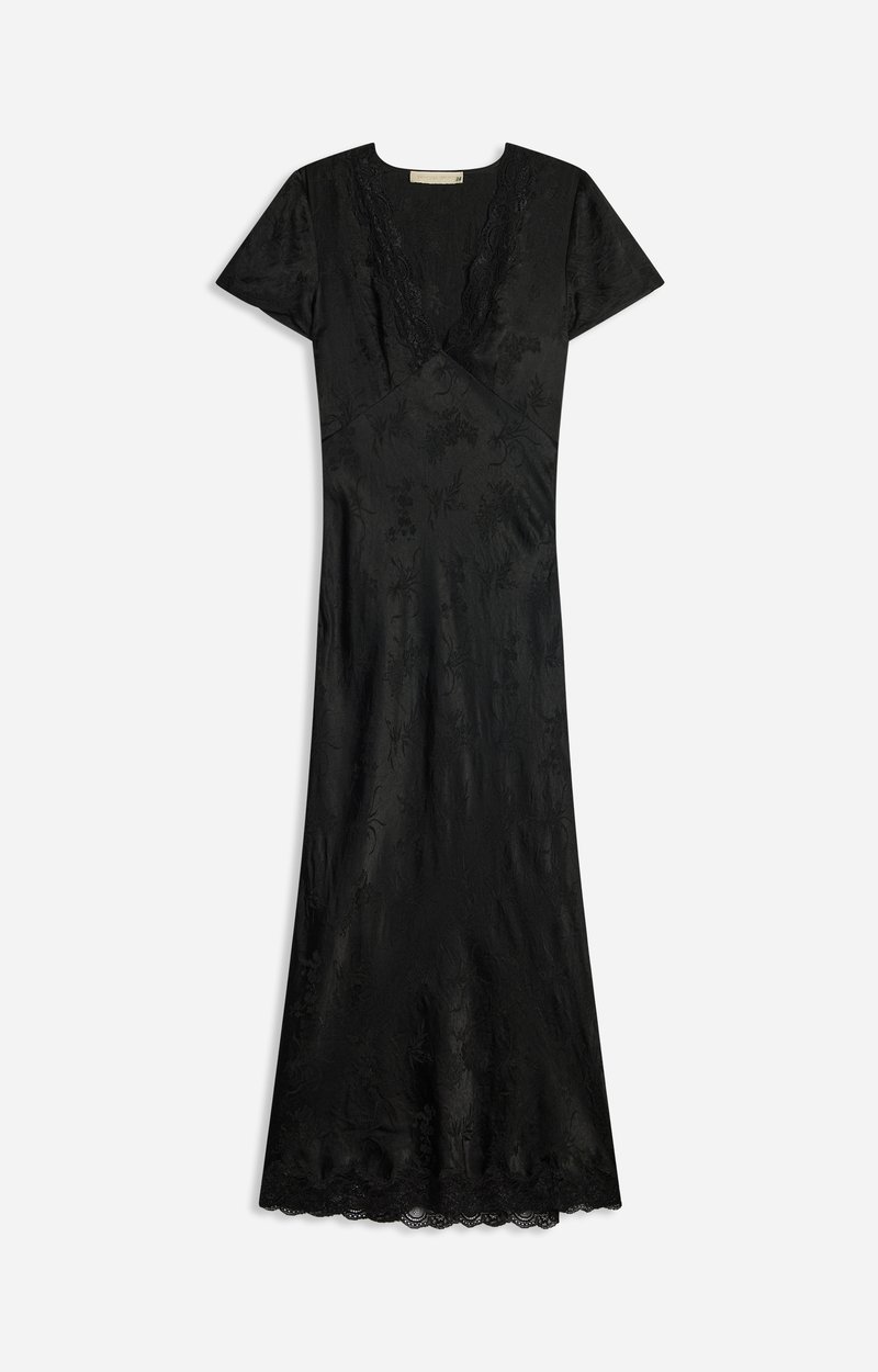 Hollie Long Lace Dress Lace, V-neck, long, short sleeves Black Vanessa Bruno
