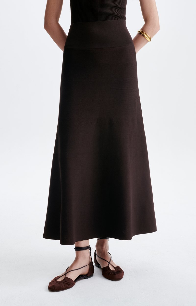Hidaya Ribbed Skirt Flared ribbed knit, midi length BROWN Vanessa Bruno