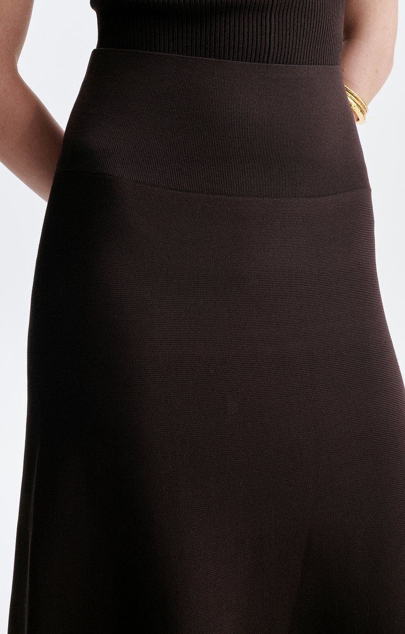 Hidaya Ribbed Skirt Flared ribbed knit, midi length BROWN Vanessa Bruno