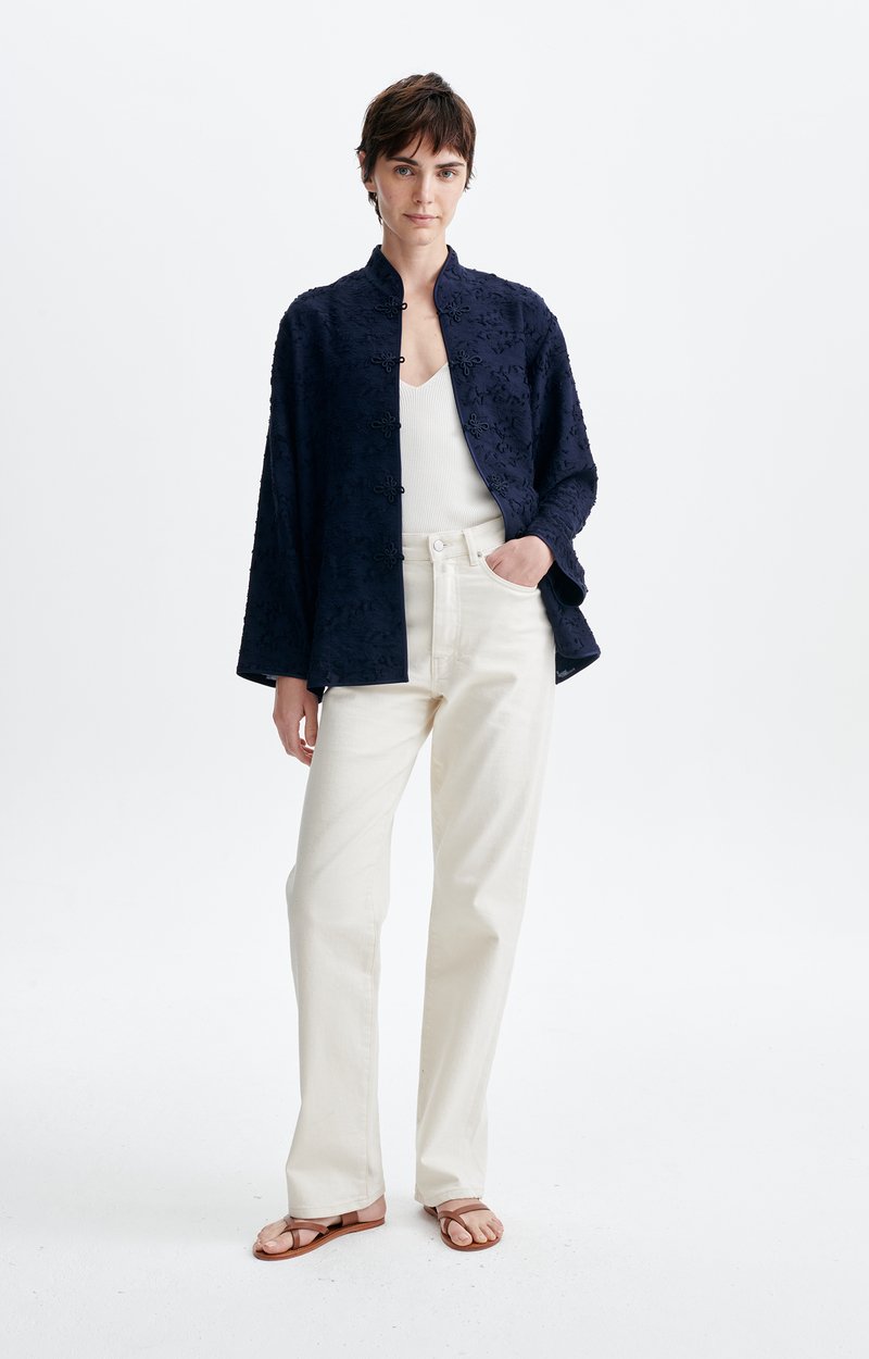 Hoshi Mandarin Jacquard Jacket Jacquard, mandarin collar, 5 brandebourgs Navy Blue Vanessa Bruno