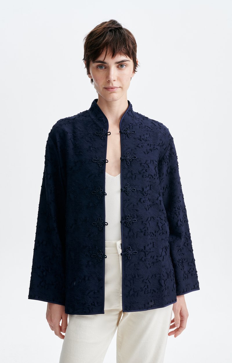 Hoshi Mandarin Jacquard Jacket Jacquard, mandarin collar, 5 brandebourgs Navy Blue Vanessa Bruno