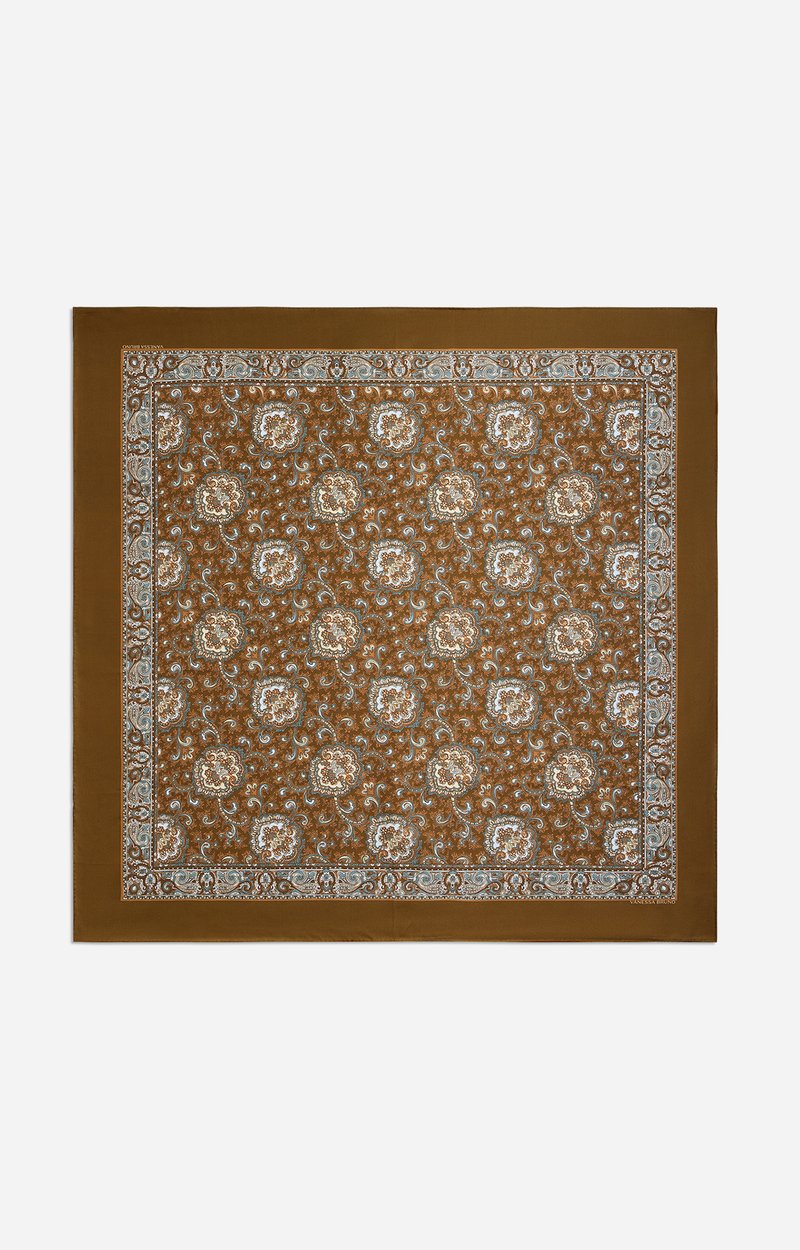 Endy Printed Silk Scarf Silk 85x85cm, Graphic Print Classic Brown Vanessa Bruno