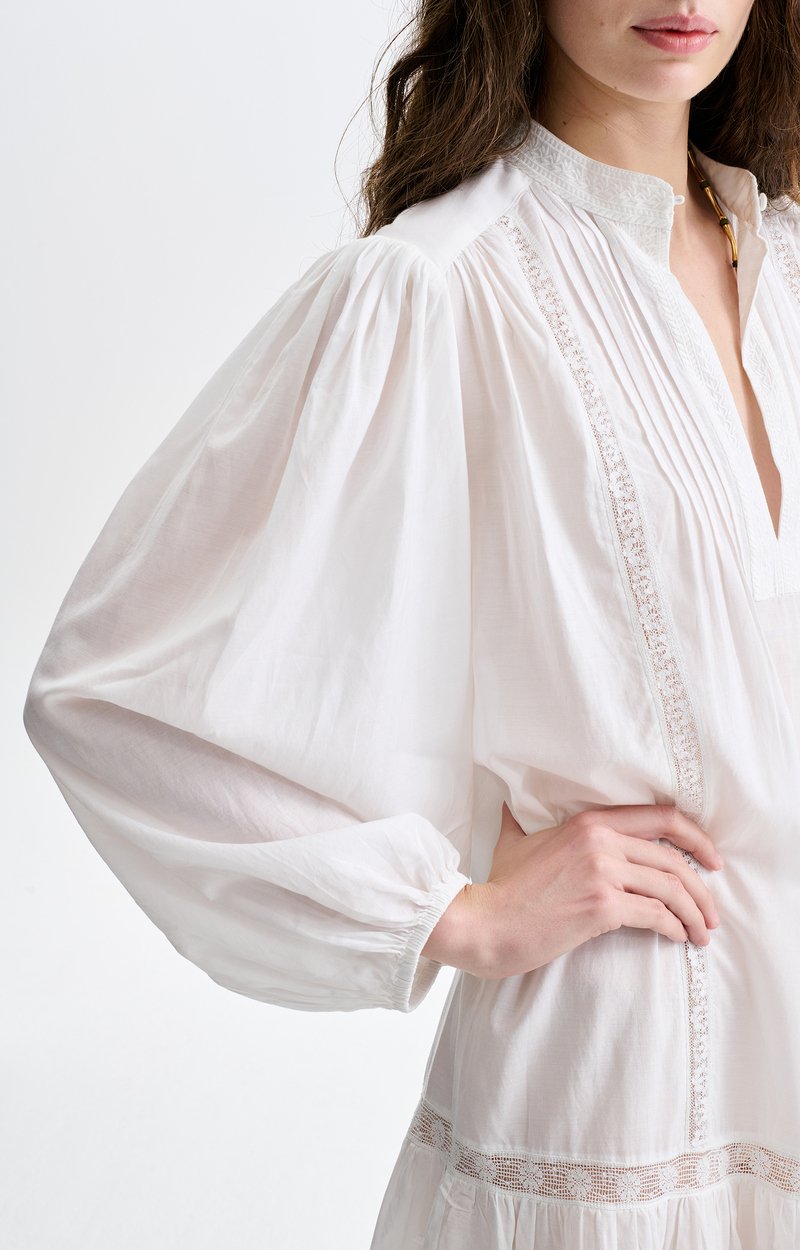 Haley Embroidered Dress Embroidered voile, lace, pintucks, white White Vanessa Bruno