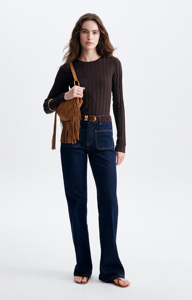 Hermann Cable-Knit Top Fine cables, second-skin fit, chocolate BROWN Vanessa Bruno