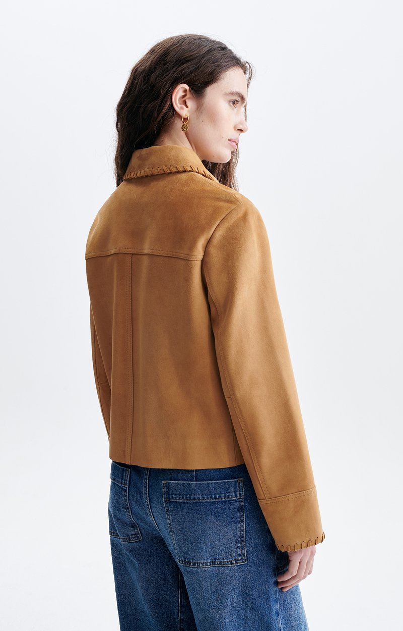 Hector Short Suede Jacket Suede, Peter Pan collar, horn buttons Camel Vanessa Bruno
