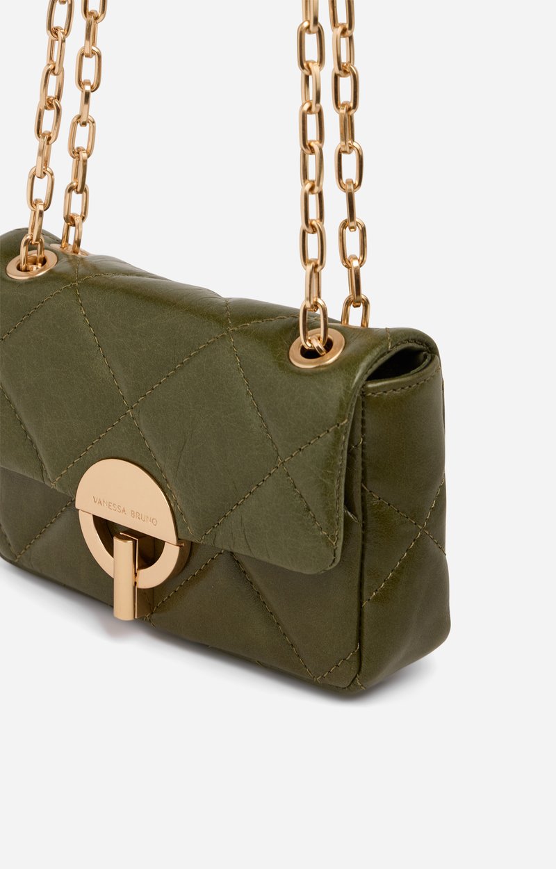 Small Cracked Leather Moon Bag Crackled leather, gold clasp, made in Italy Wise Vanessa Bruno