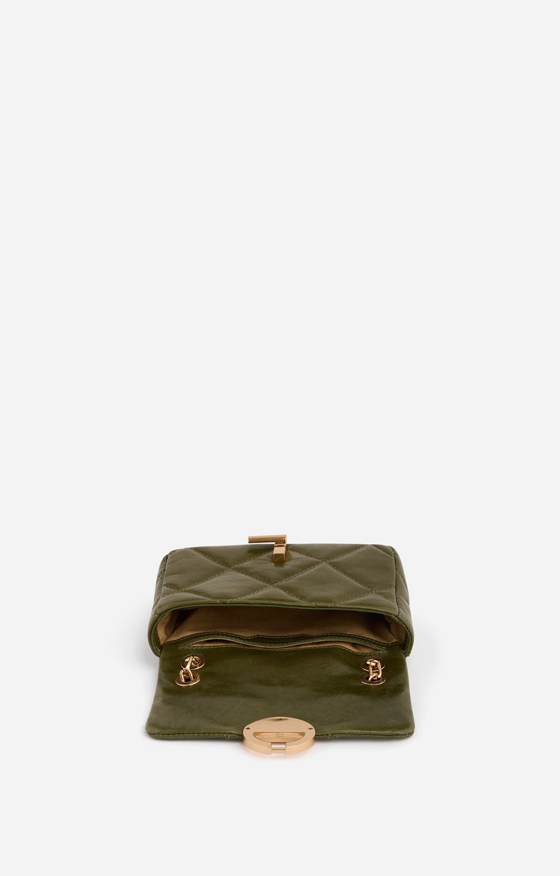 Small Cracked Leather Moon Bag Crackled leather, gold clasp, made in Italy Wise Vanessa Bruno
