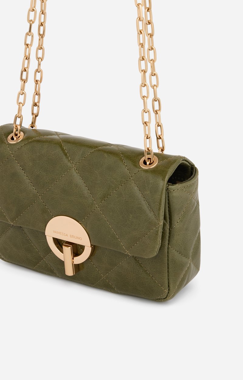 Medium Cracked Leather Moon Bag Crackled leather, gold clasp, made in Italy Wise Vanessa Bruno