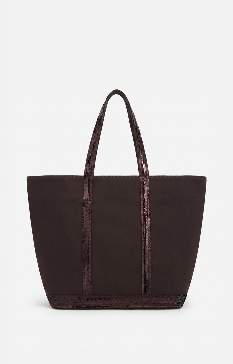 Canvas L Zipped Cabas Tote In canvas & sequins COFFEE Vanessa Bruno