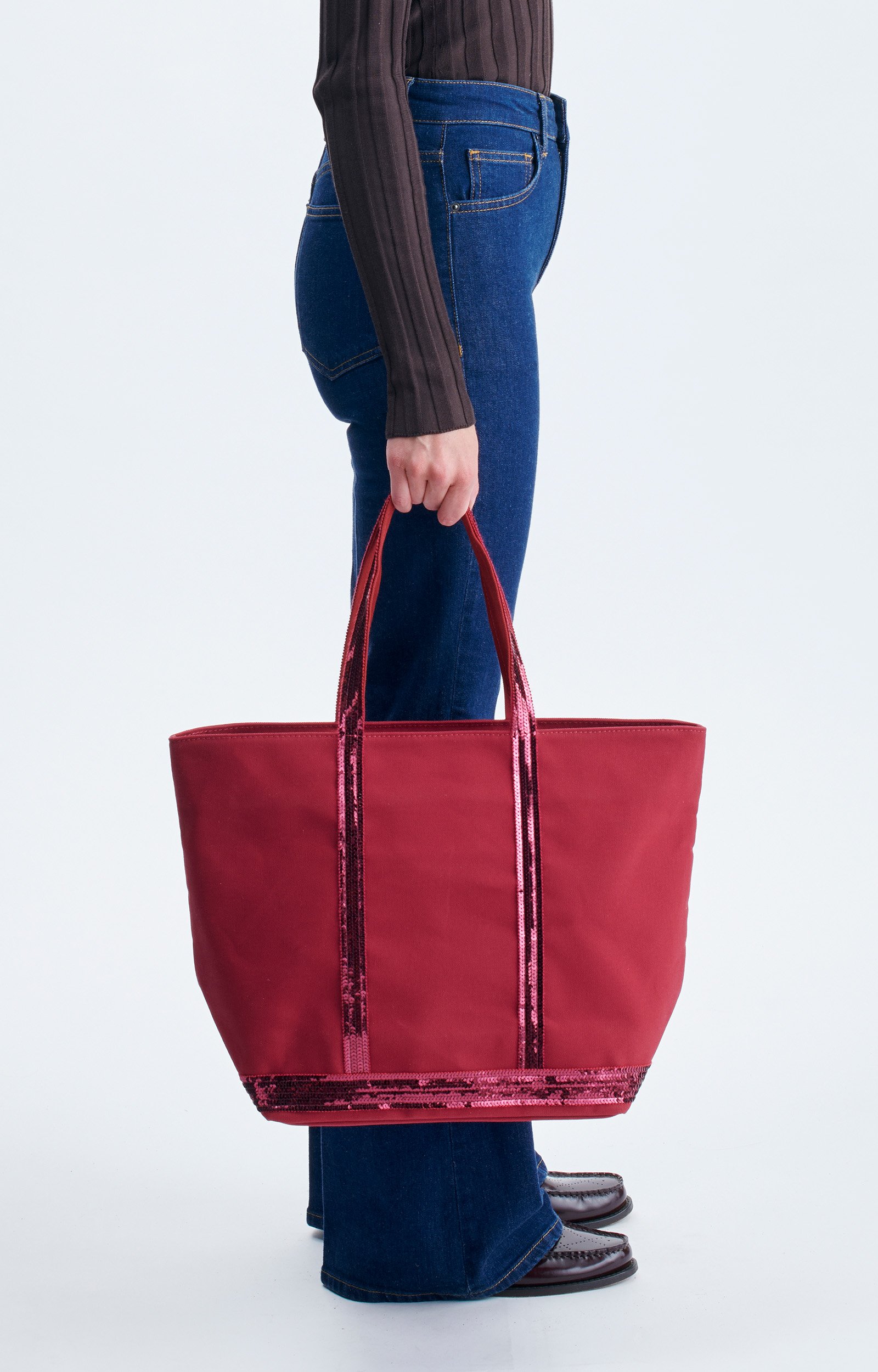 Canvas L Zipped Cabas Tote In canvas & sequins Goji Vanessa Bruno