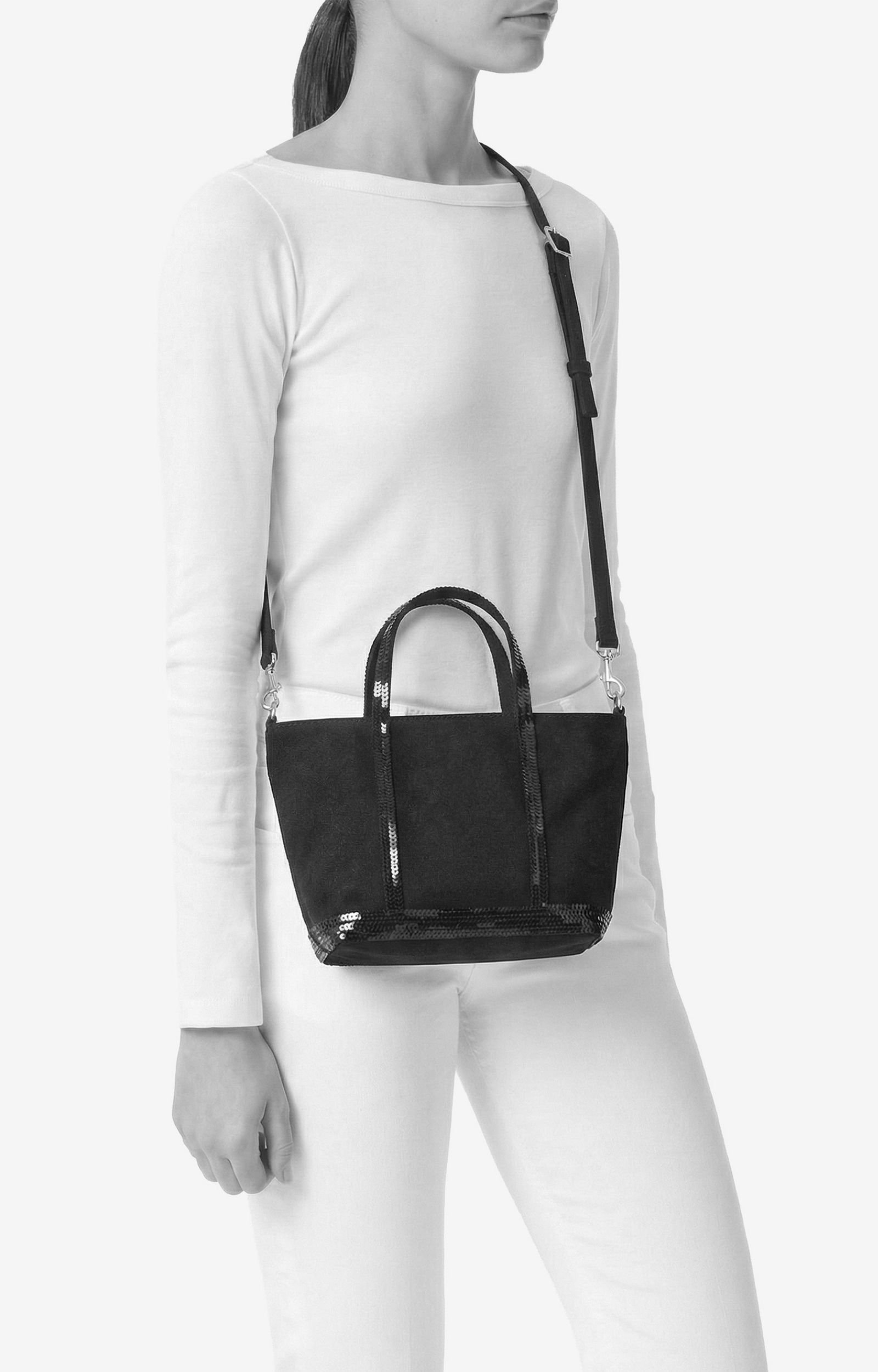 Canvas XS Zipped Cabas Tote In canvas & sequins COFFEE Vanessa Bruno