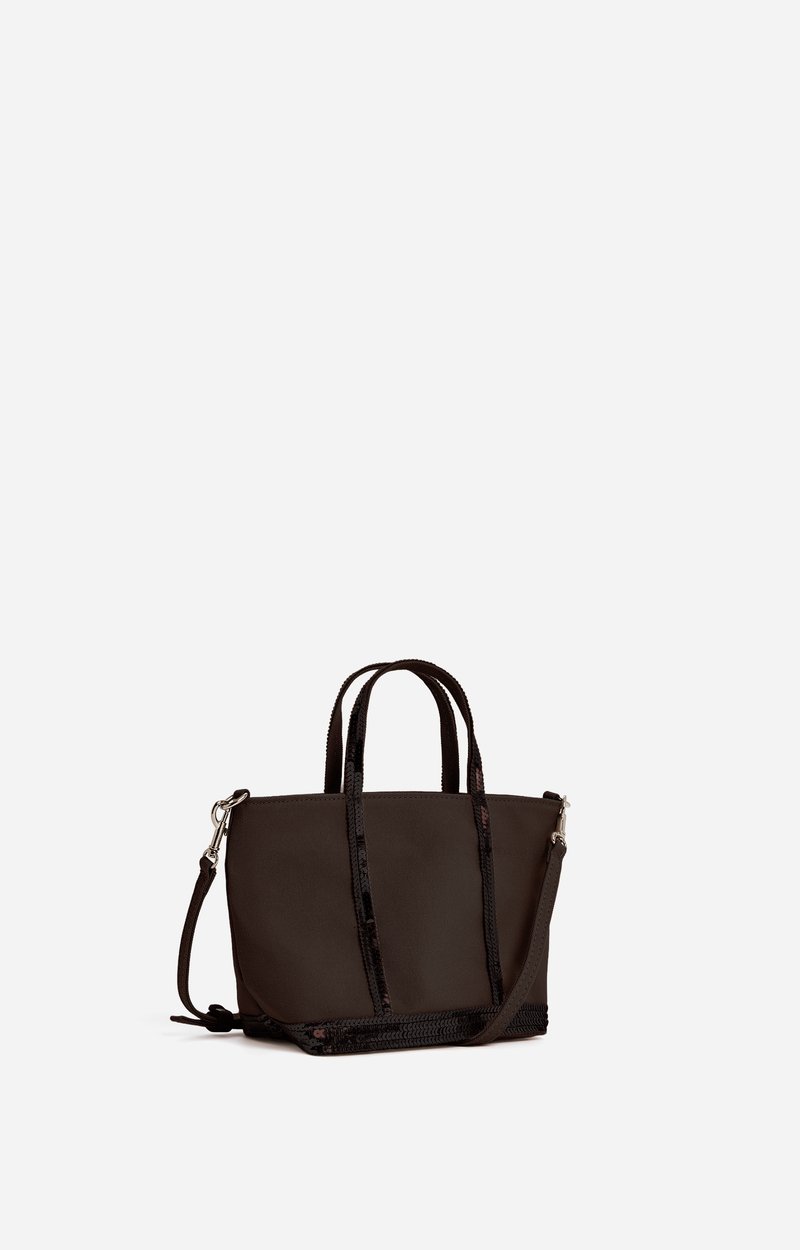 Canvas XS Zipped Cabas Tote In canvas & sequins COFFEE Vanessa Bruno