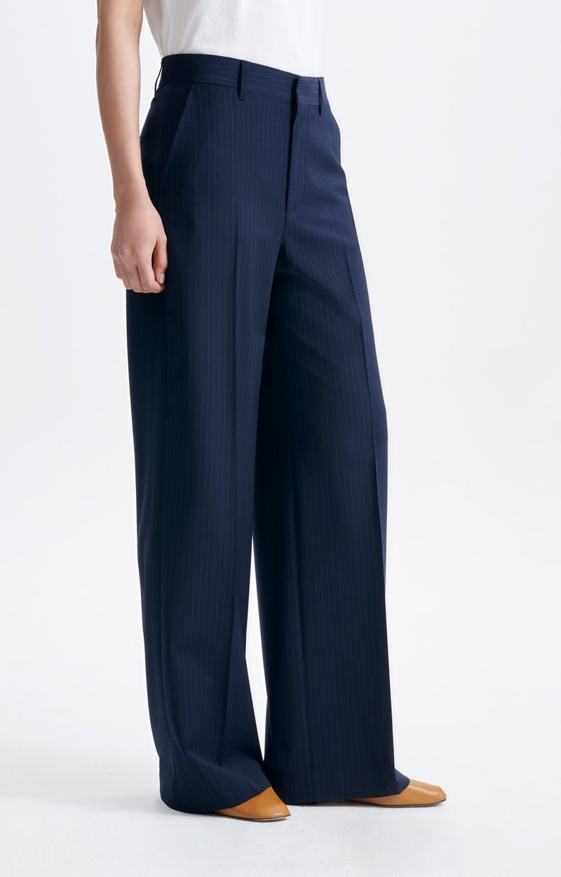 Dulce Pants Wide-leg flannel trousers, high waist Navy Blue Vanessa Bruno