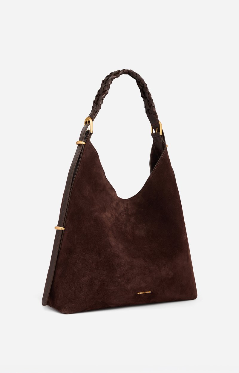 Large Leather Jess Hobo Bag Cowhide leather, made in Italy CHOCOLATE Vanessa Bruno