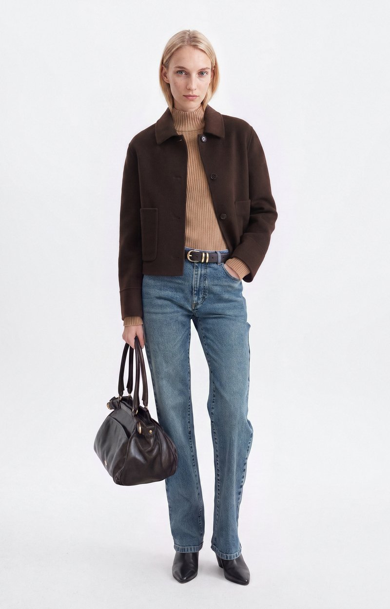Henri Jacket Short jacket in double-face wool CHOCOLATE Vanessa Bruno