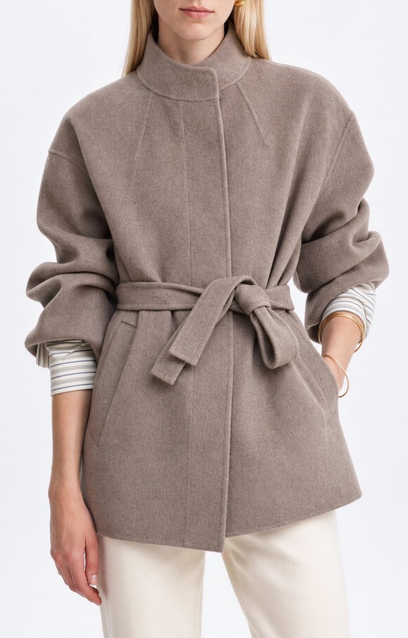 Hara Coat Belted jacket in double-face wool Mole Vanessa Bruno