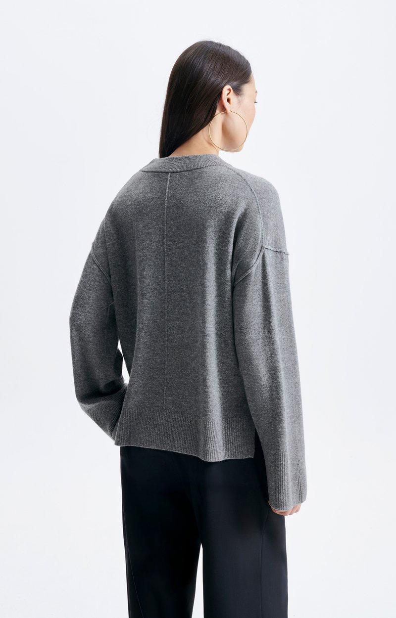 Hatis Sweater Round-neck sweater, centre-front seam Tweed grey Vanessa Bruno