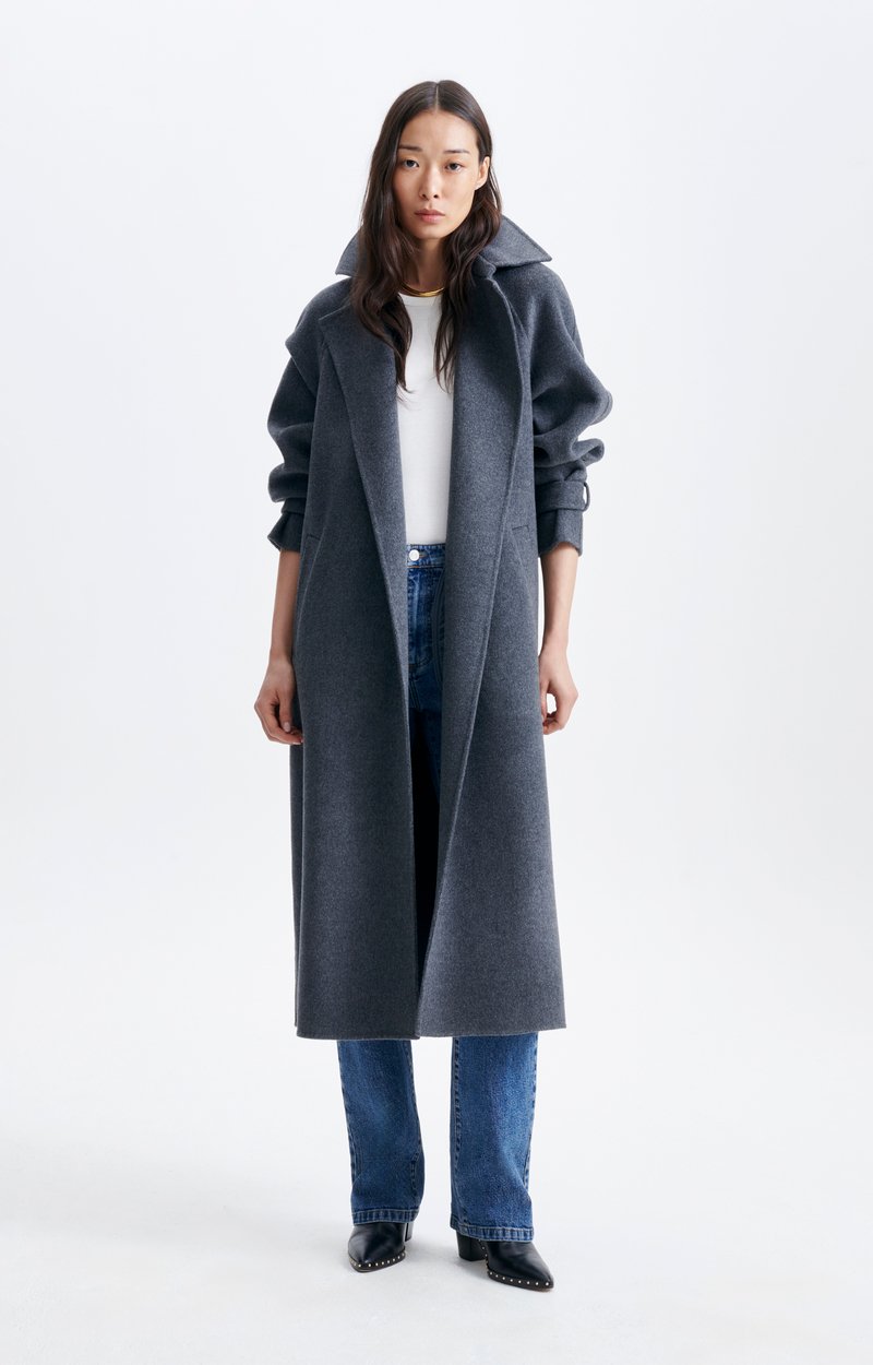 Faro Coat Long wrap coat in wool HEATHER ANTHRACITE Vanessa Bruno