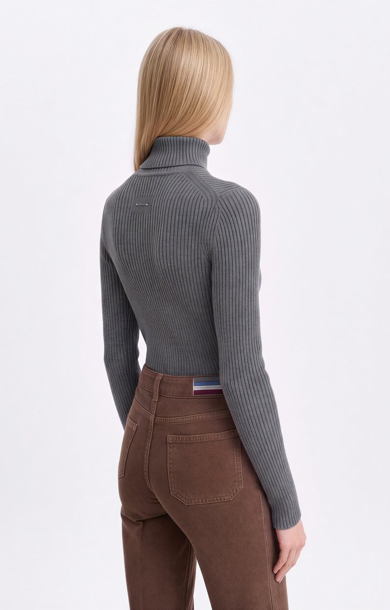 Hinda Sweater High-neck ribbed-knit sweater Tweed grey Vanessa Bruno