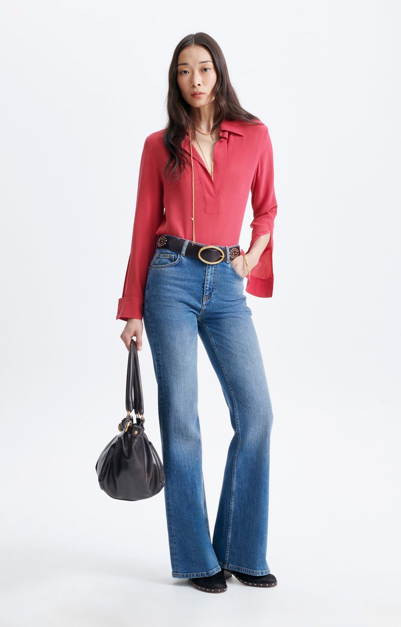 Helio Blouse Silk blouse, shirt collar and V-neckline RASPBERRY Vanessa Bruno