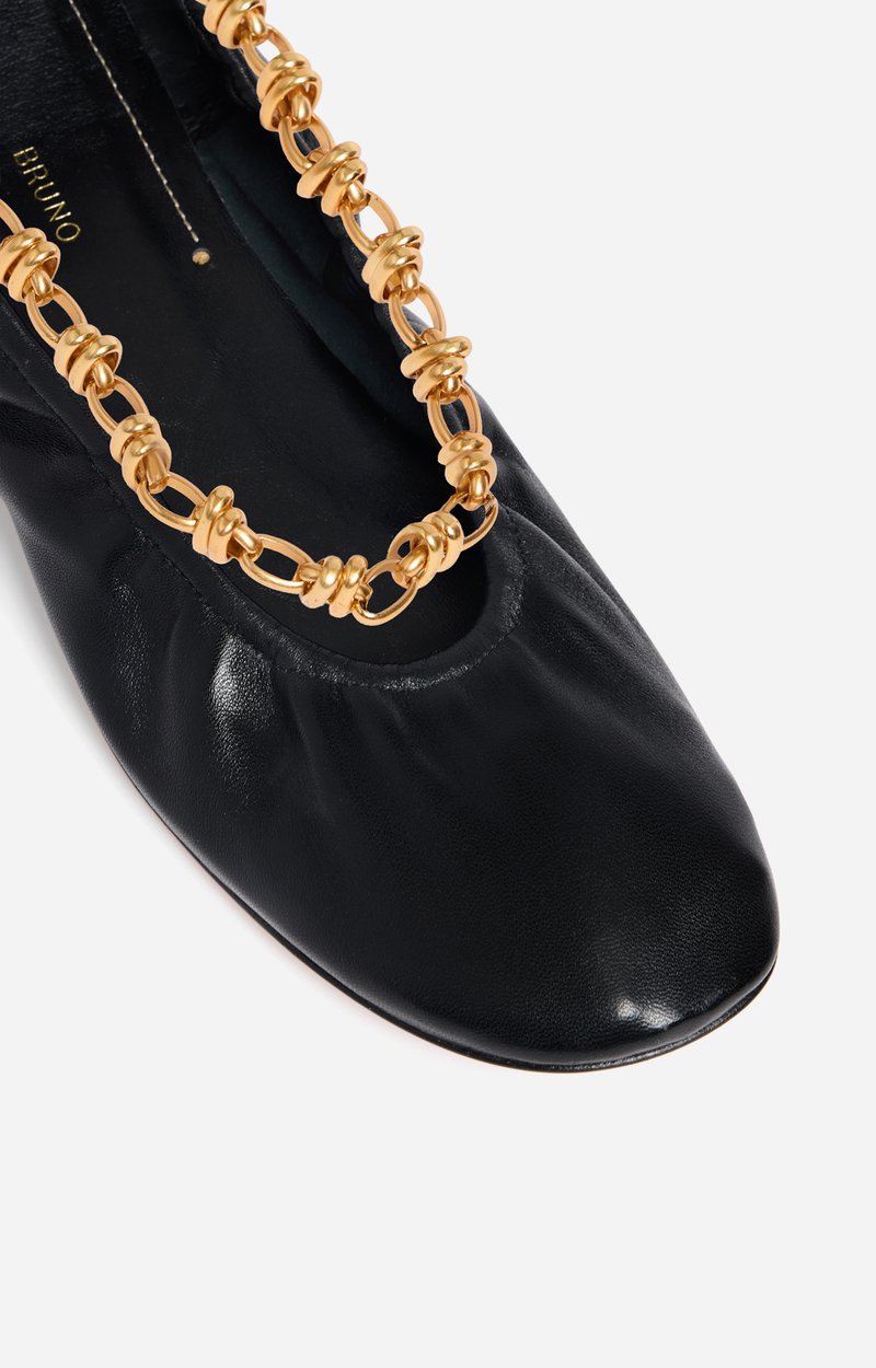 Chain Ballerina Flats Lambskin, gold chain Black Vanessa Bruno