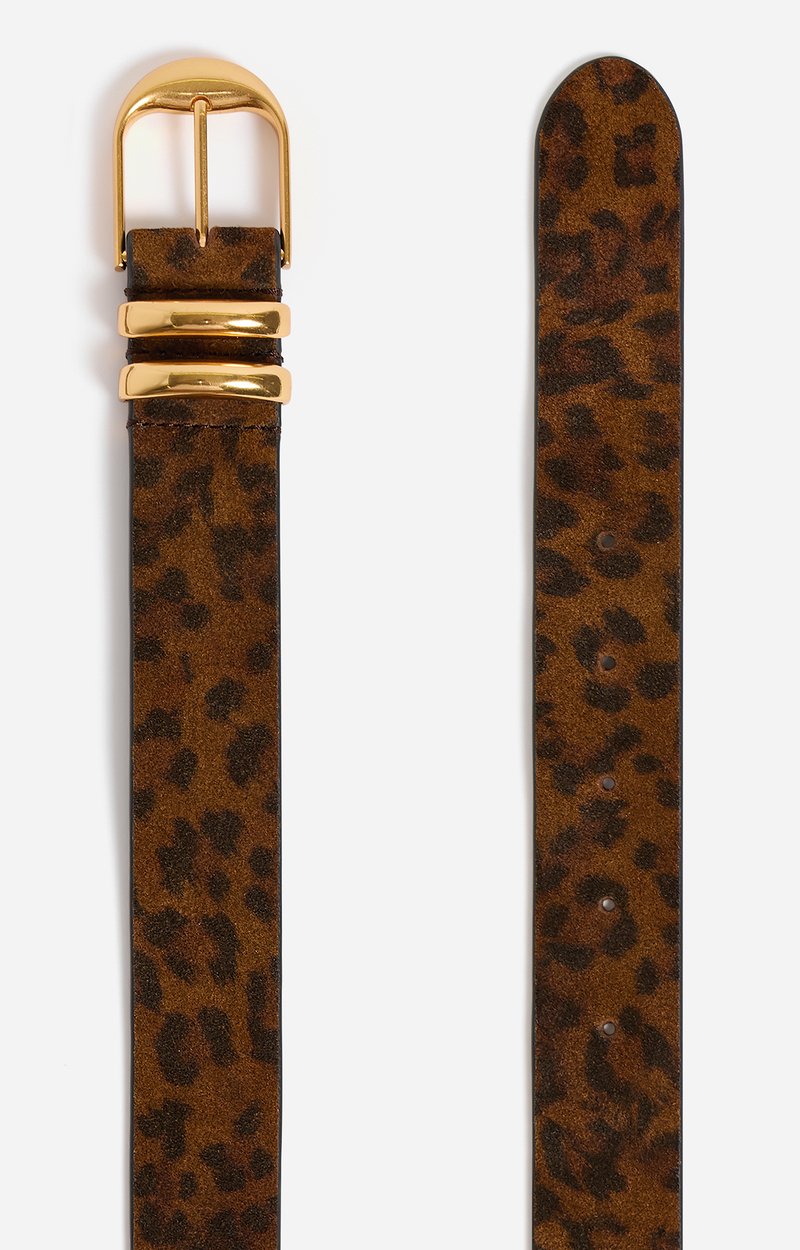 Leopard Leather Blet 30Mm Leopard-print suede leather Fawn Vanessa Bruno