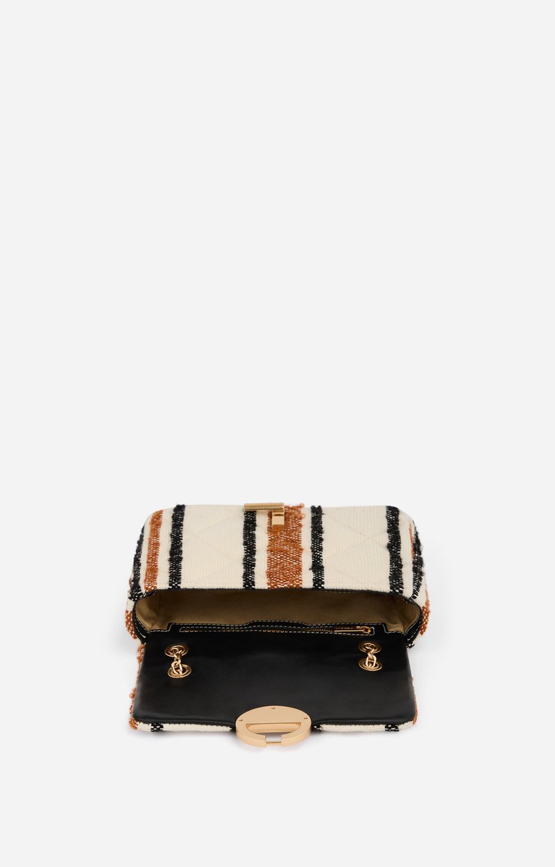 Medium Woven Canvas Moon Bag Striped woven canvas, leather trims MULTICO/BISCUIT Vanessa Bruno