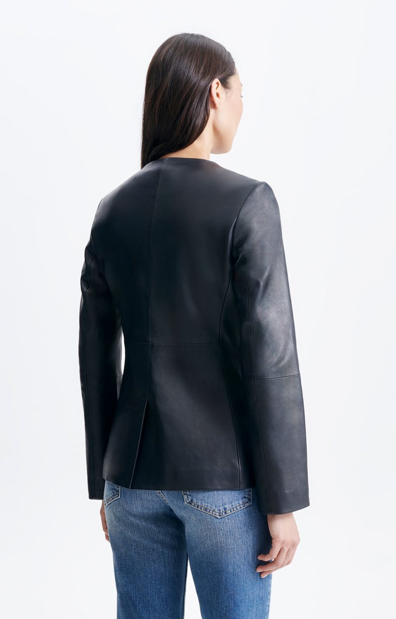 Haron Jacket Jacket in chrome-free lambskin, round neck, black Black Vanessa Bruno