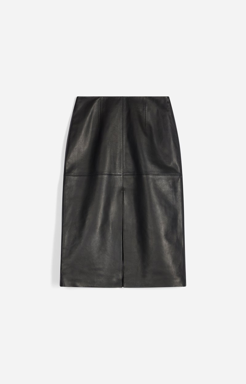 Felindra Skirt, Leather midi skirt, front slit