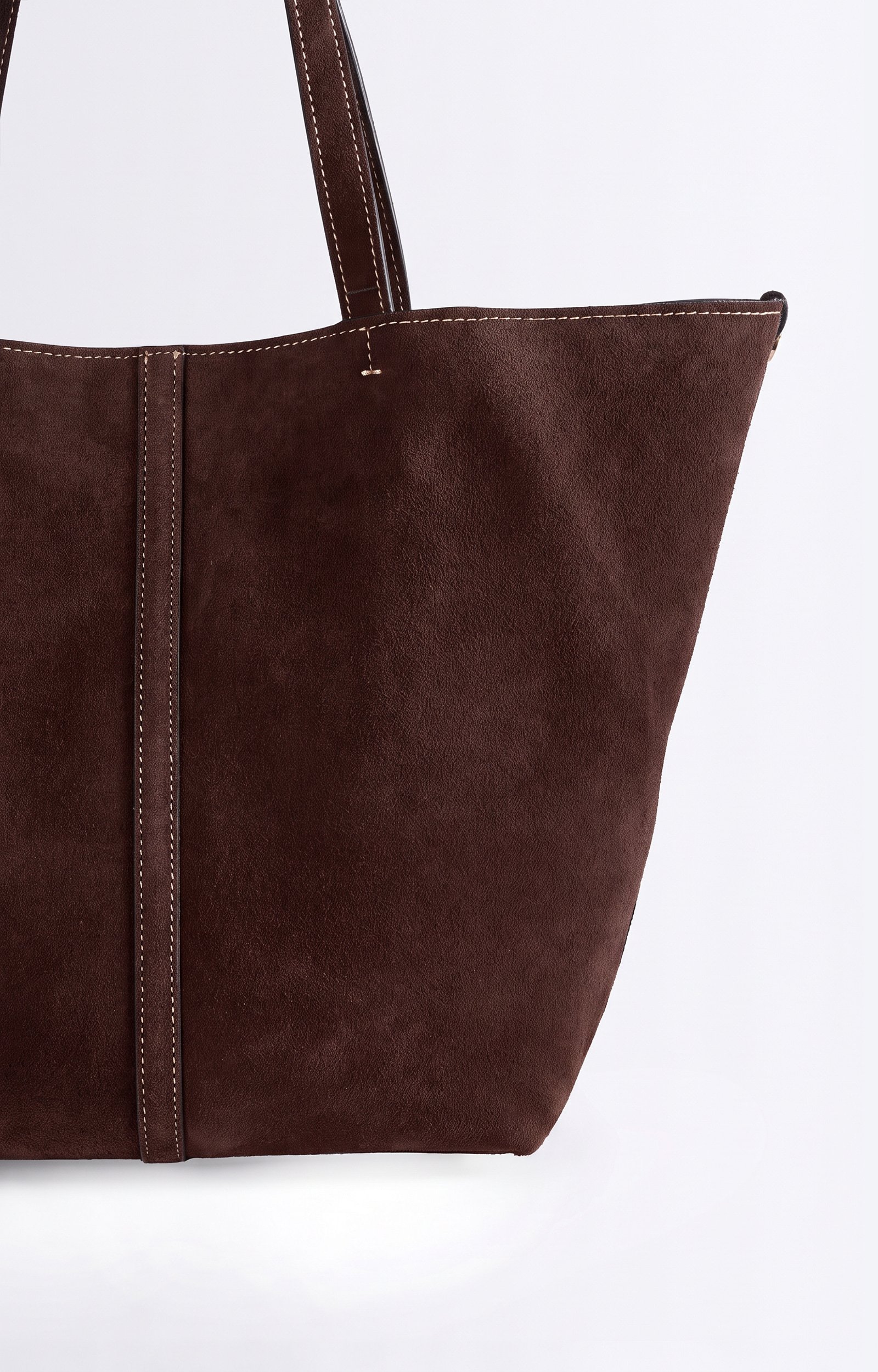Small Calf Leather Daily Tote Suede leather tote, small size CHOCOLATE Vanessa Bruno