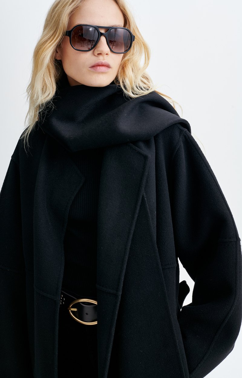 Helie Coat Double-face wool coat and scarf Black Vanessa Bruno