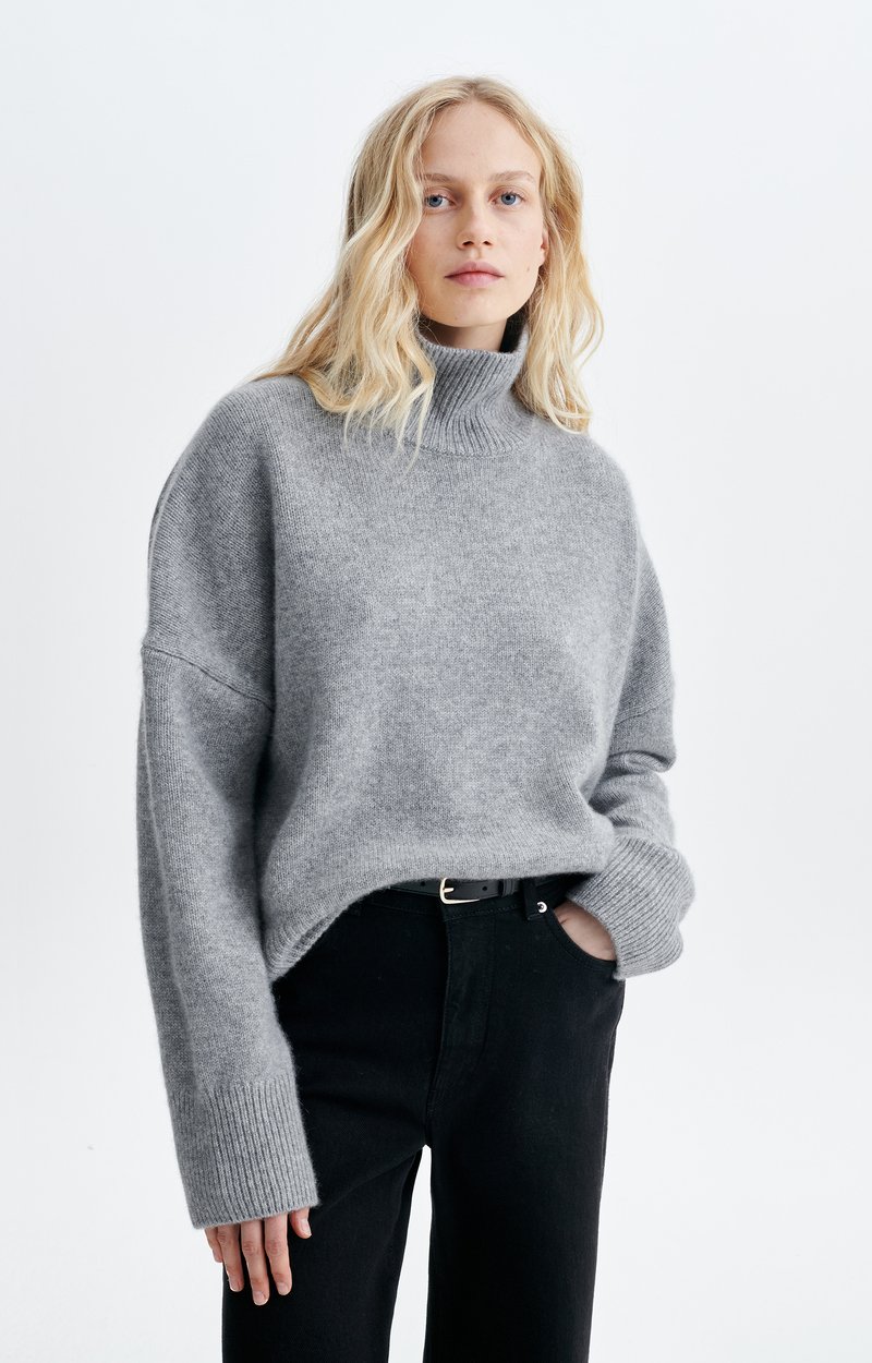 Malo Sweater Cashmere roll-neck jumper Tweed grey Vanessa Bruno