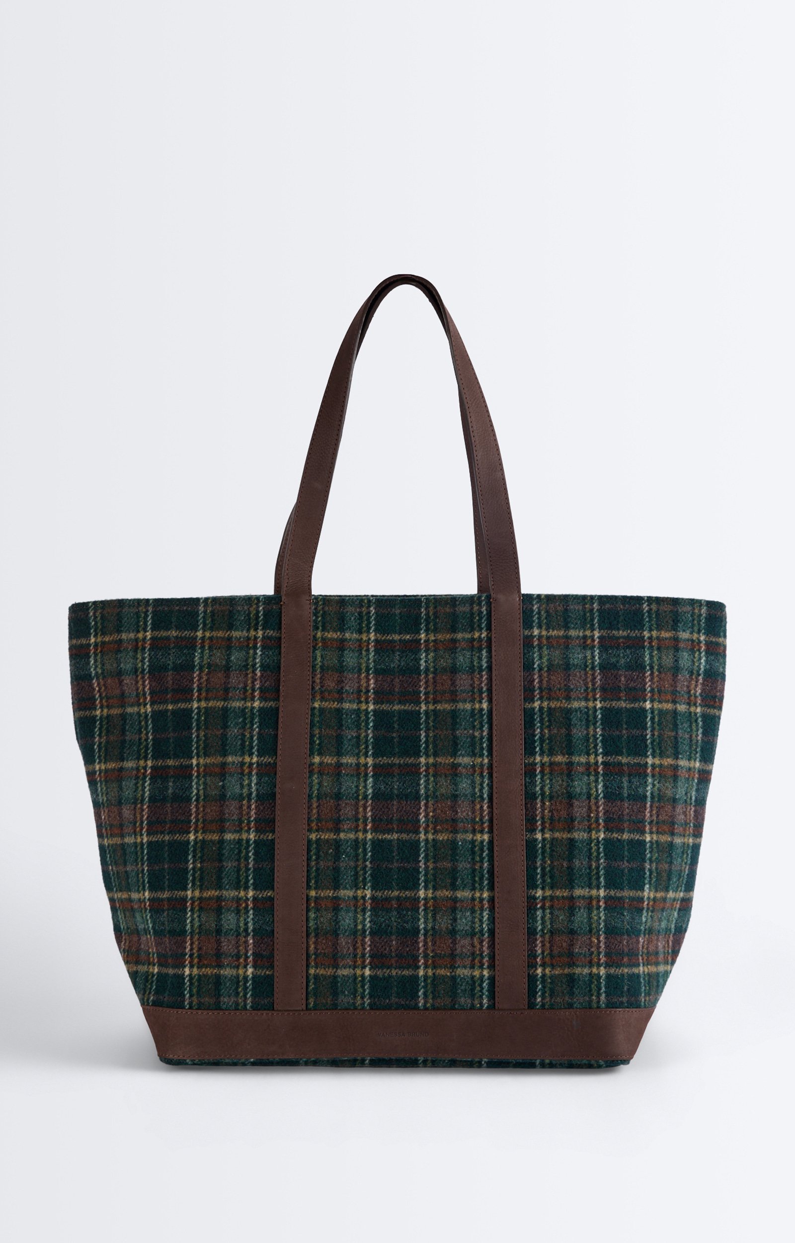Tartan L Zipped Cabas Tote, Cabas in tartan fabric, leather trims