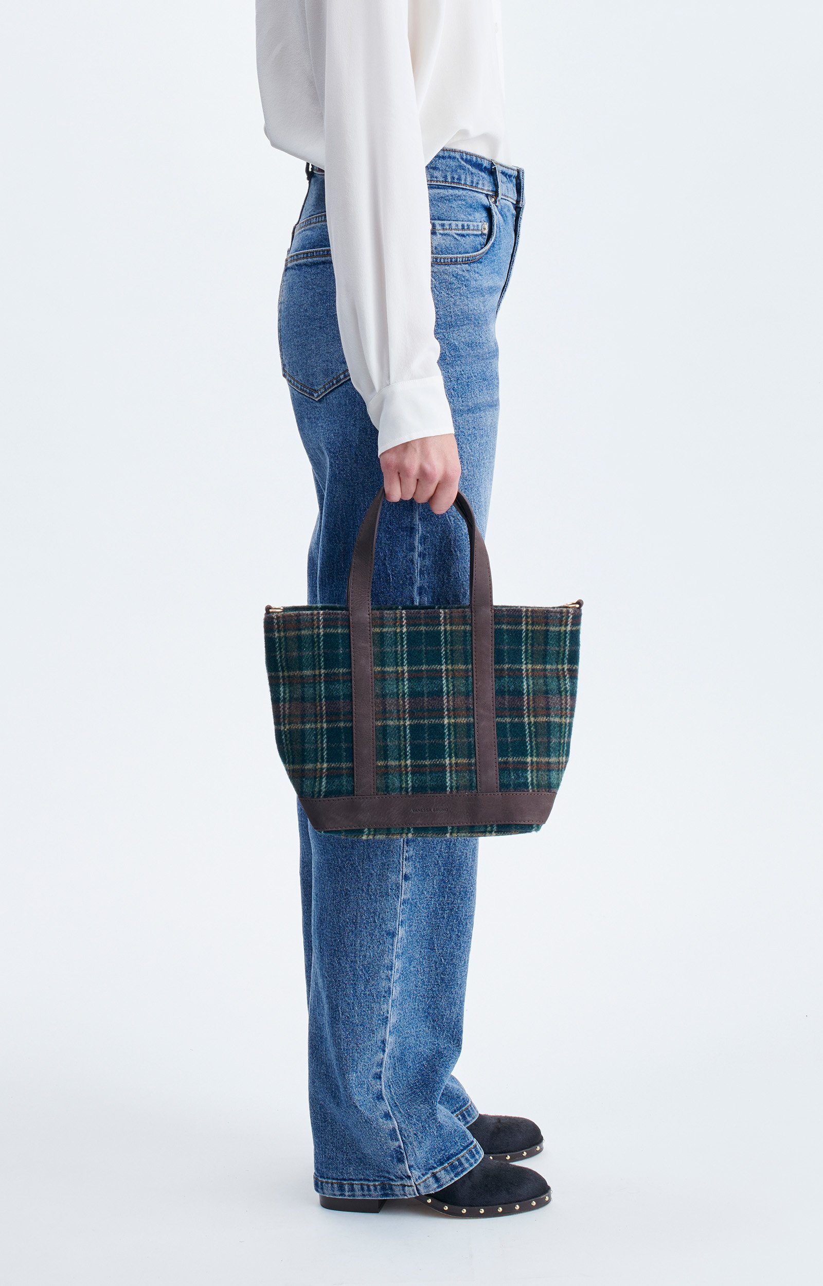 Tartan S Zipped Cabas Tote Cabas in tartan fabric, removable strap Green Vanessa Bruno
