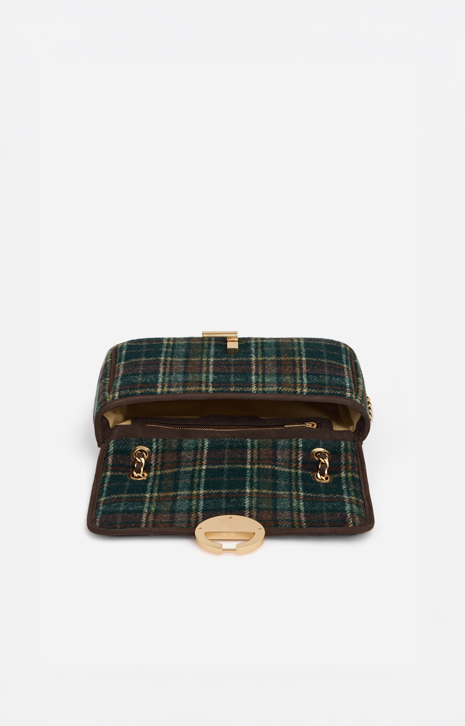 Medium Tartan Moon Bag Moon bag in tartan fabric, leather trims Green Vanessa Bruno