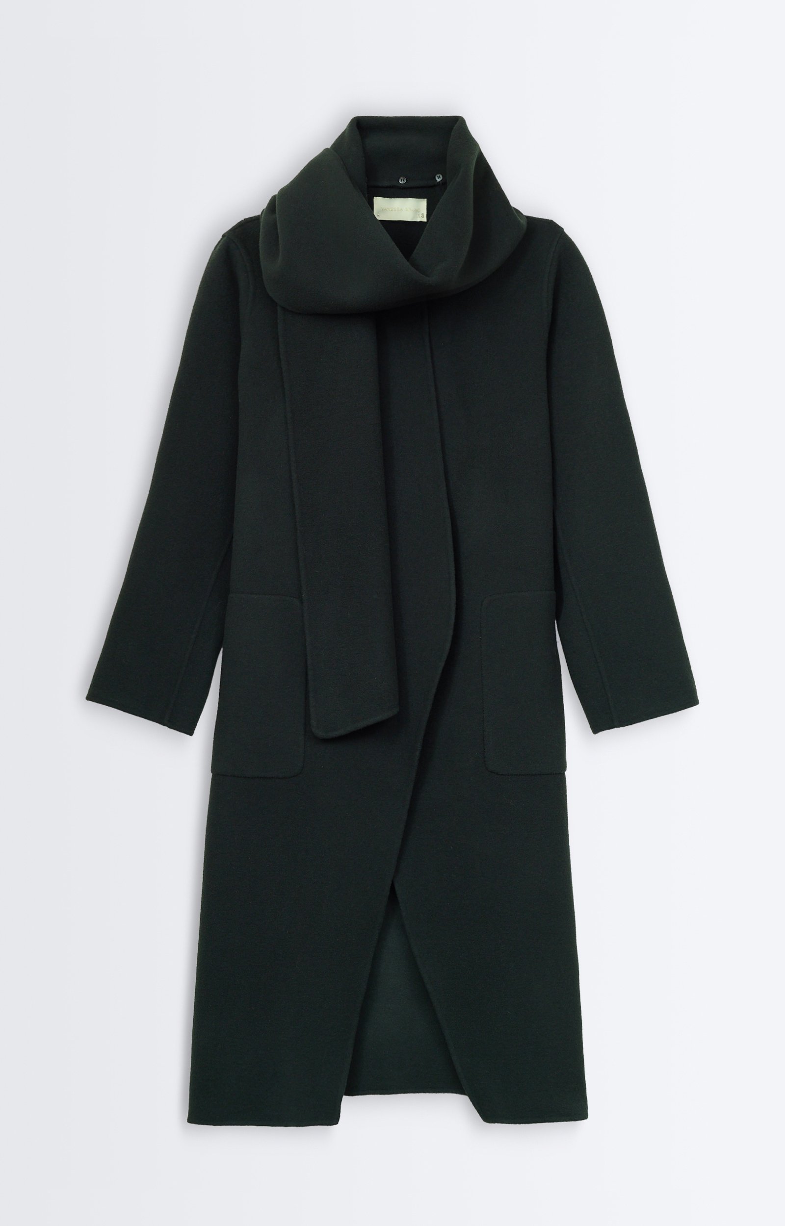 Valeran Coat Long double-face wool coat, removable scarf DARK GREEN Vanessa Bruno