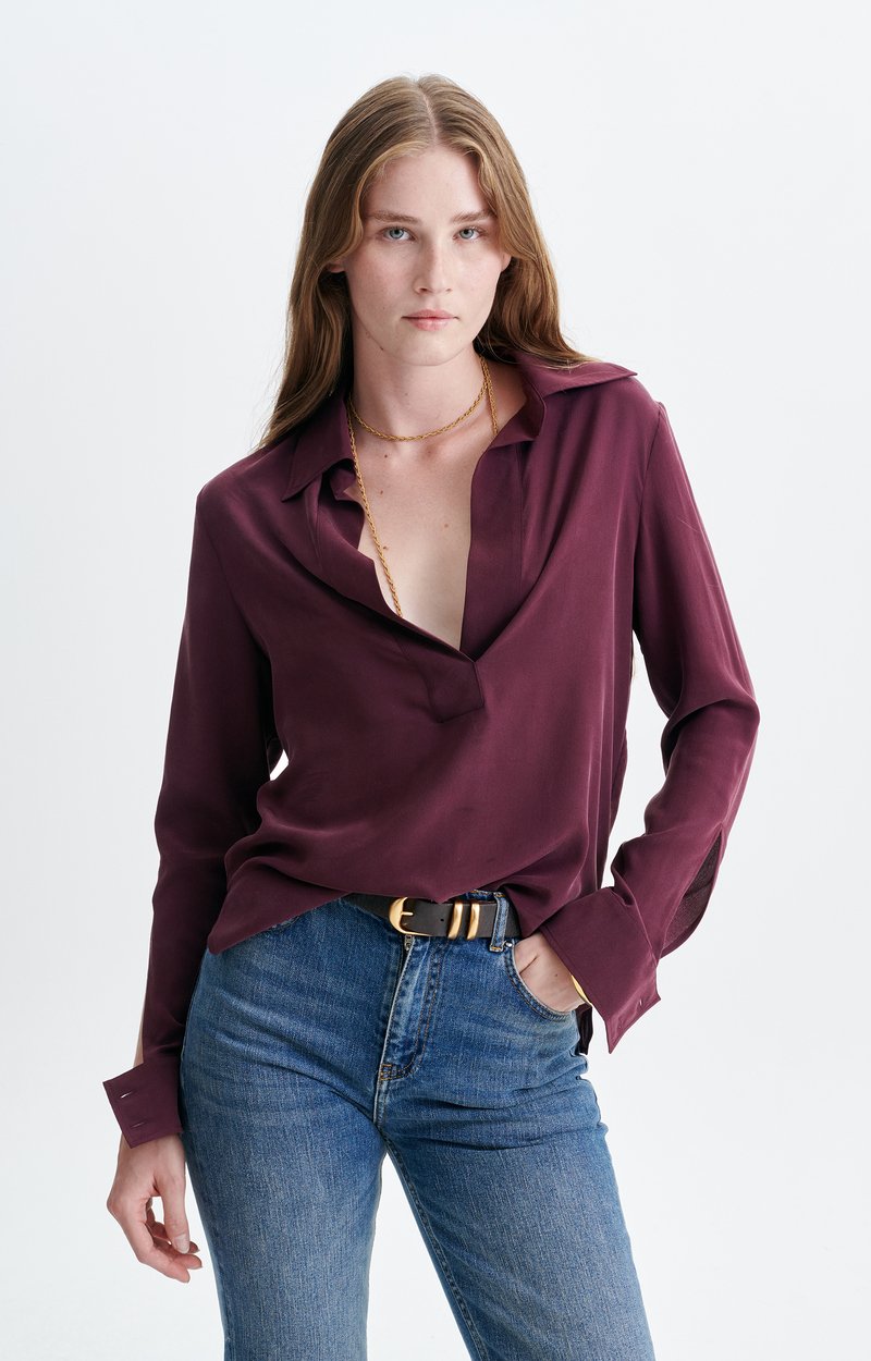 Helio Shirt Silk shirt with a shirt collar Fig Vanessa Bruno