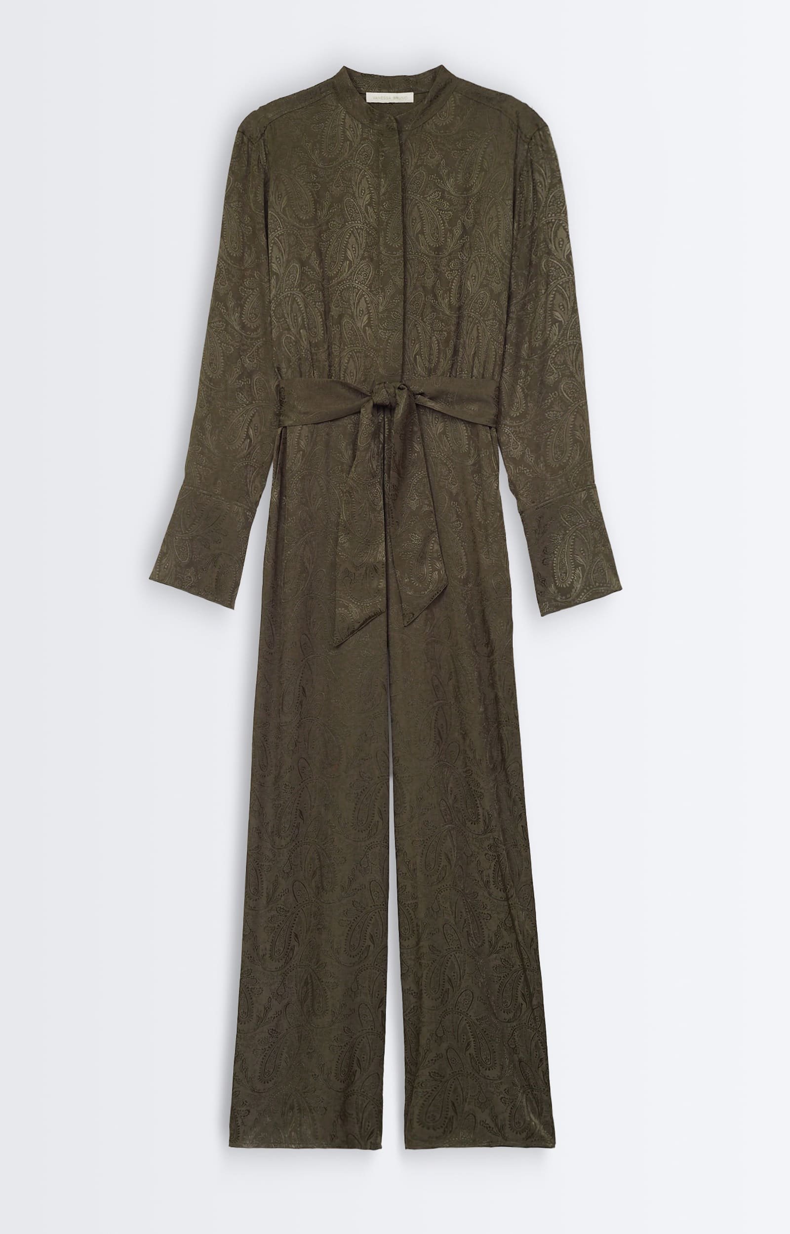 Hys&eacute; Jumpsuit Jacquard jumpsuit, band collar KHAKI Vanessa Bruno