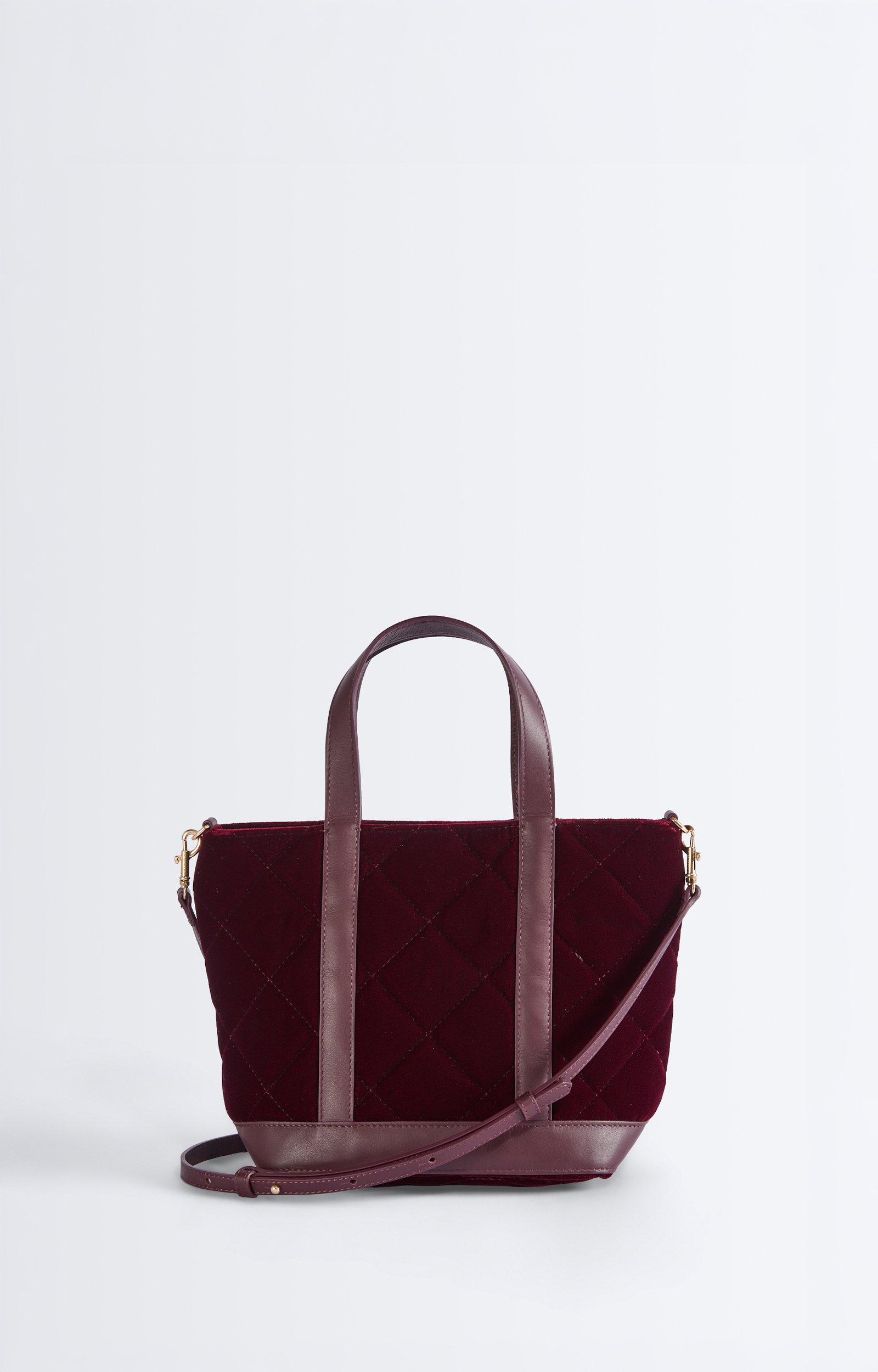 Velvet S Cabas Tote, Quilted velvet cabas, removable strap