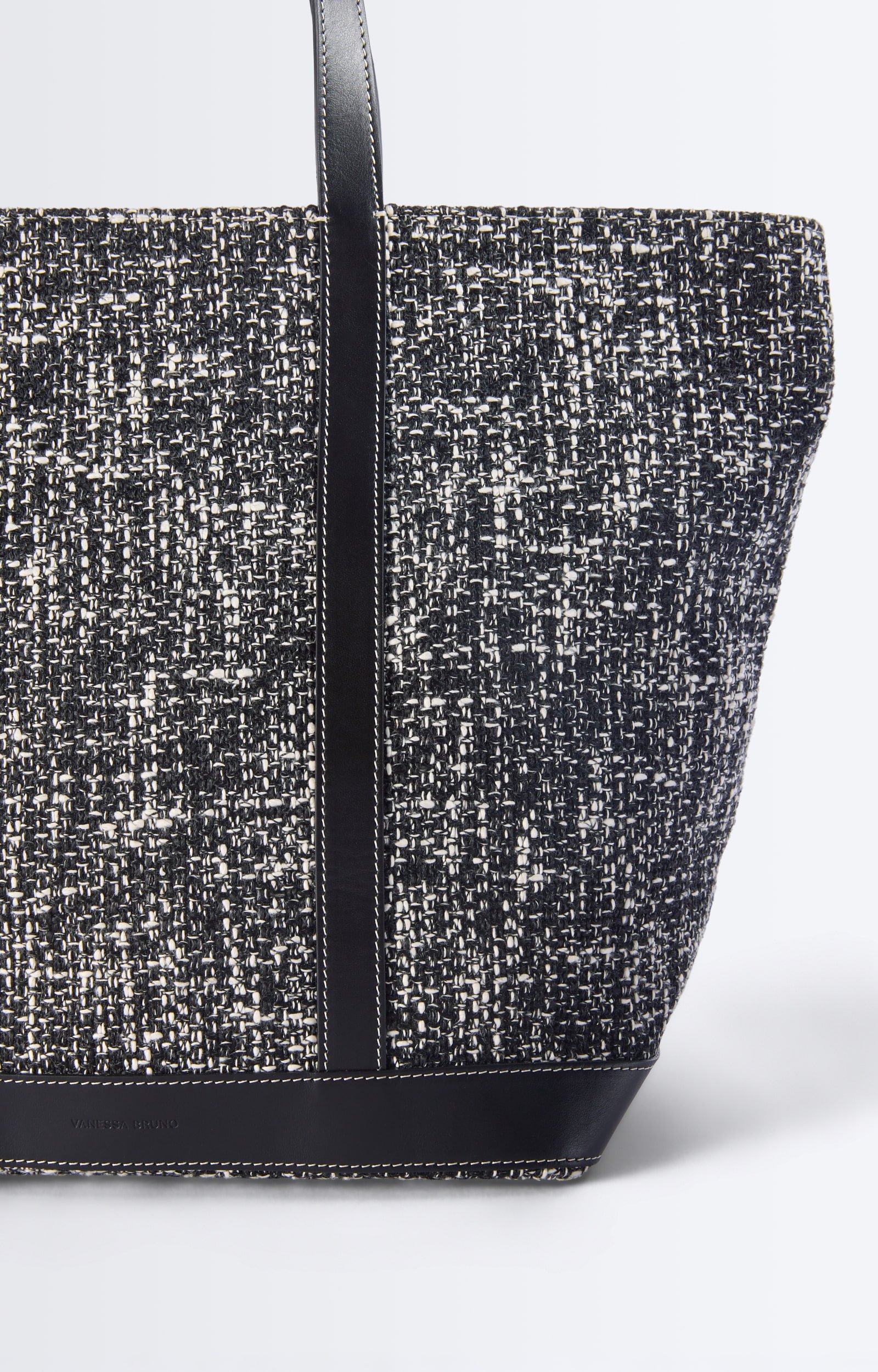 Tweed L Cabas Tote Tweed cabas, leather trims Black / White Vanessa Bruno