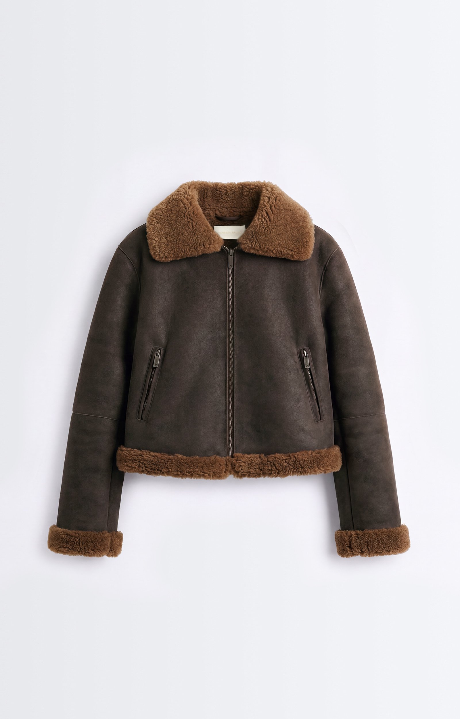 Heloise Jacket Short shearling jacket, aviator spirit BROWN Vanessa Bruno