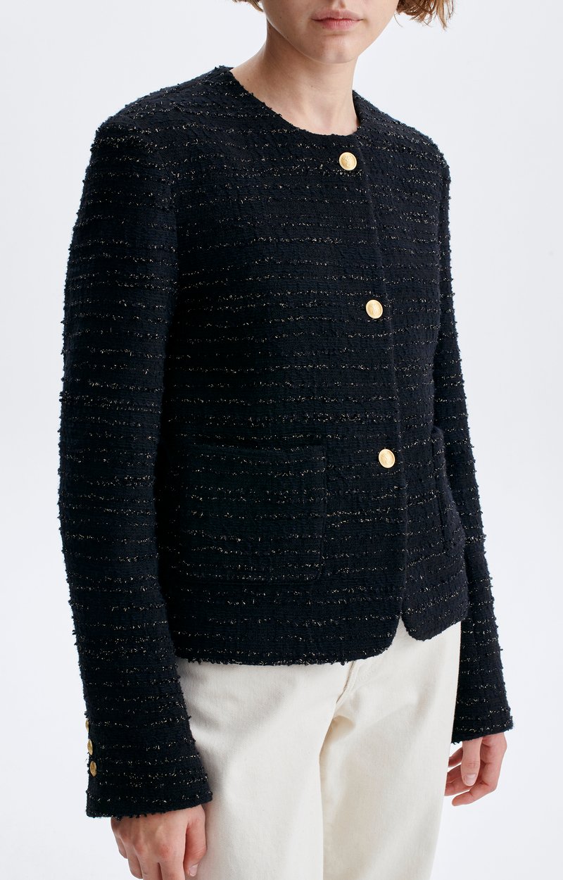 Hermia Jacket Short collarless tweed-lurex jacket Black Vanessa Bruno