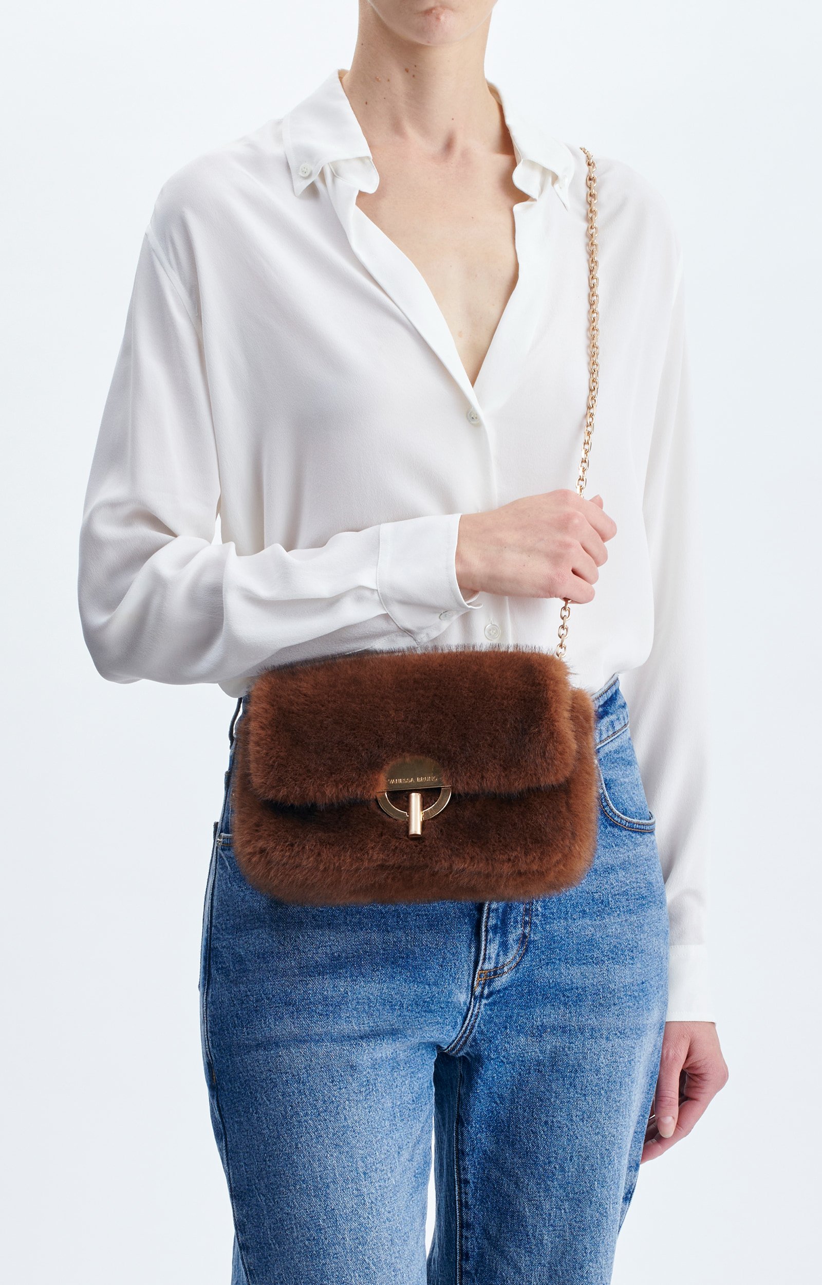 Medium Faux Fur Moon Bag Faux fur Moon bag, gold chain Ginger Vanessa Bruno