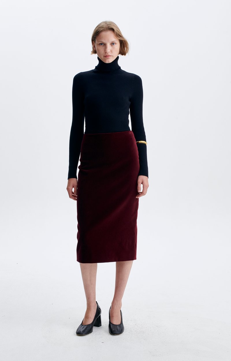 Gabriella Skirt Velvet midi pencil skirt WINE Vanessa Bruno